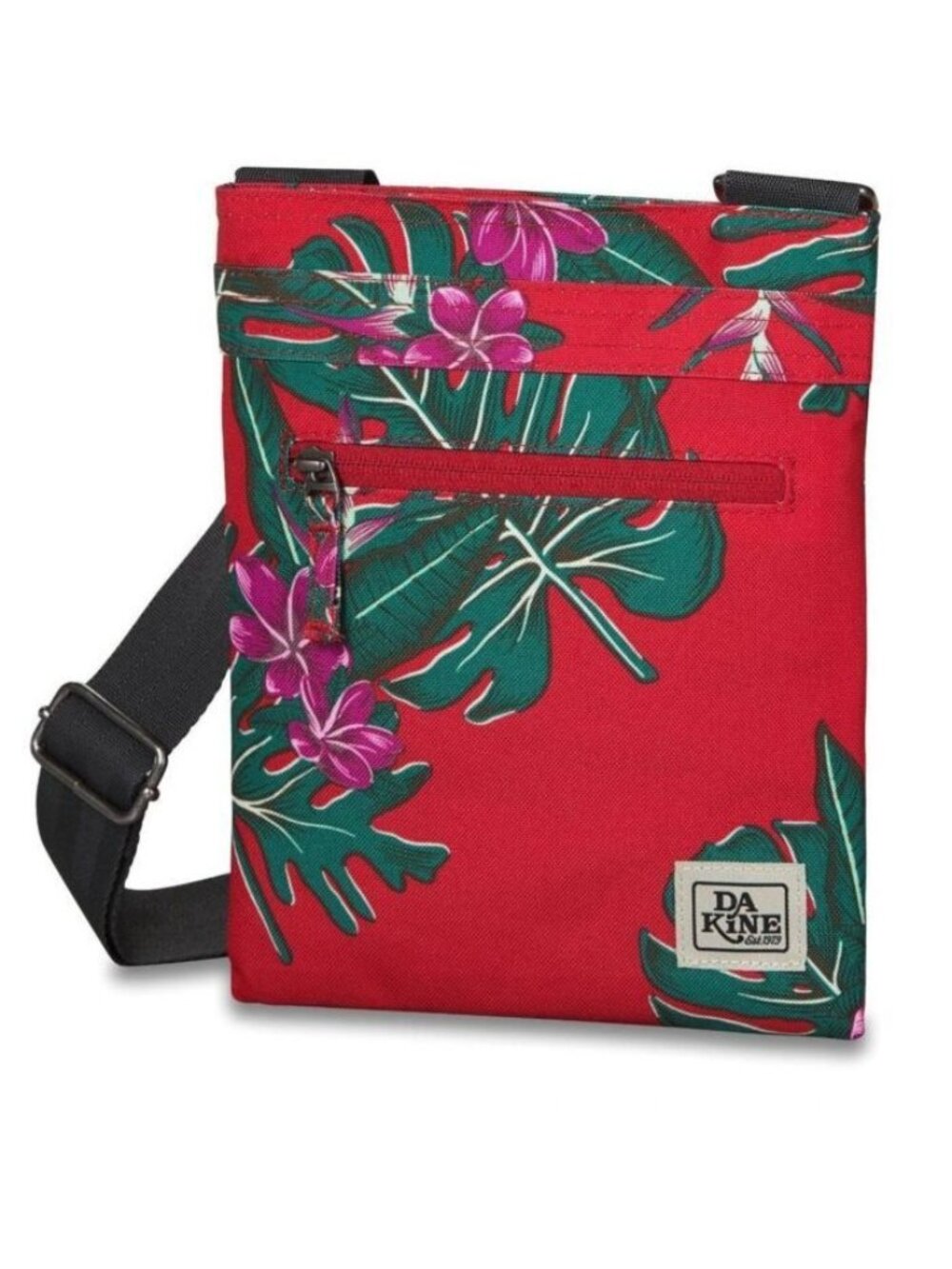 Dakine Jive Crossbody Bag Red Tropic Travel Purse Adjustable Strap Zip Pocket